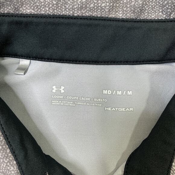 Under Armour Shirt Mens M Medium Graphite Grey Loose HeatGear Performance Polo - Picture 4 of 9